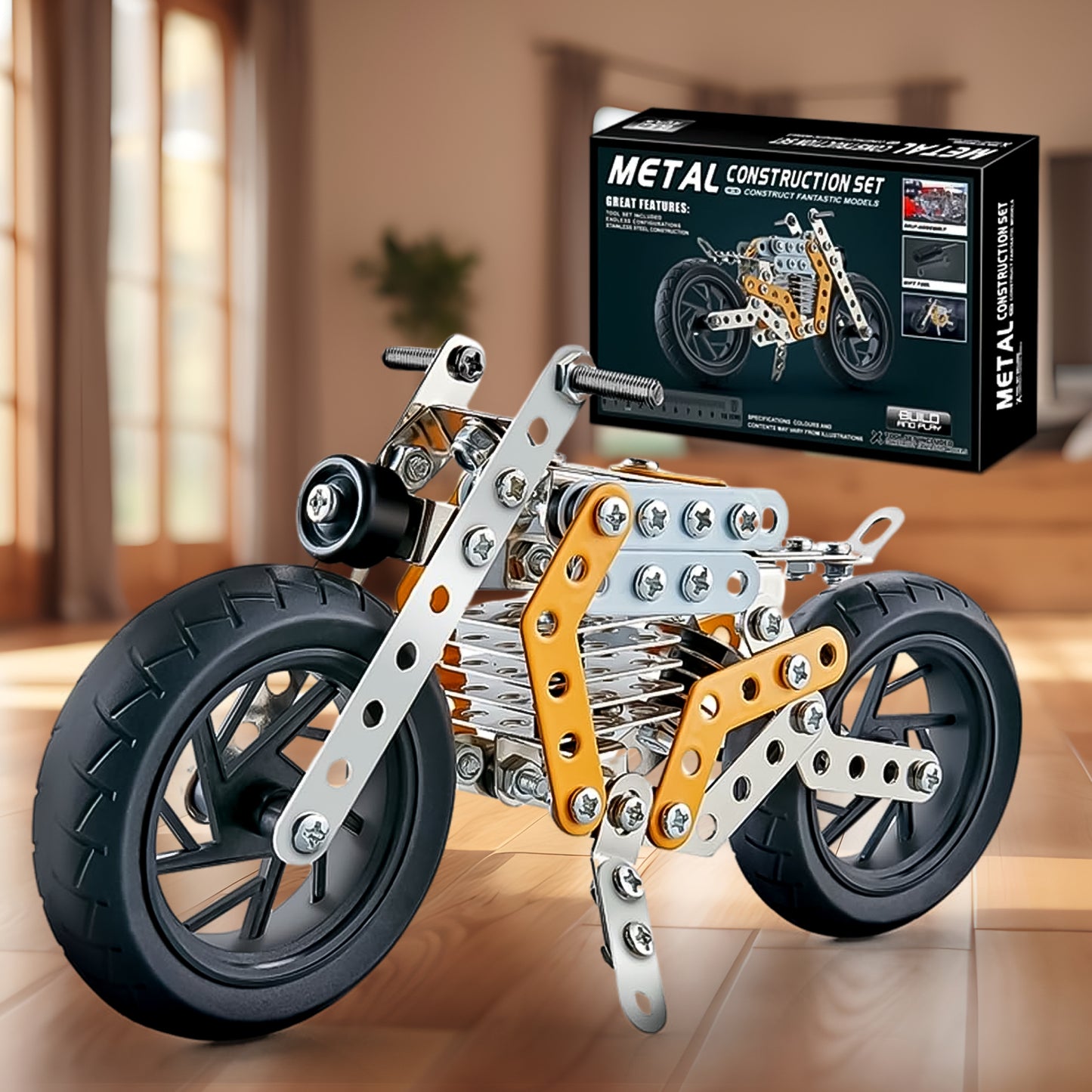 Metal Bike Creative Mechanical Construction Engineering Kit 140 Part Of Bike Tool 1 Set