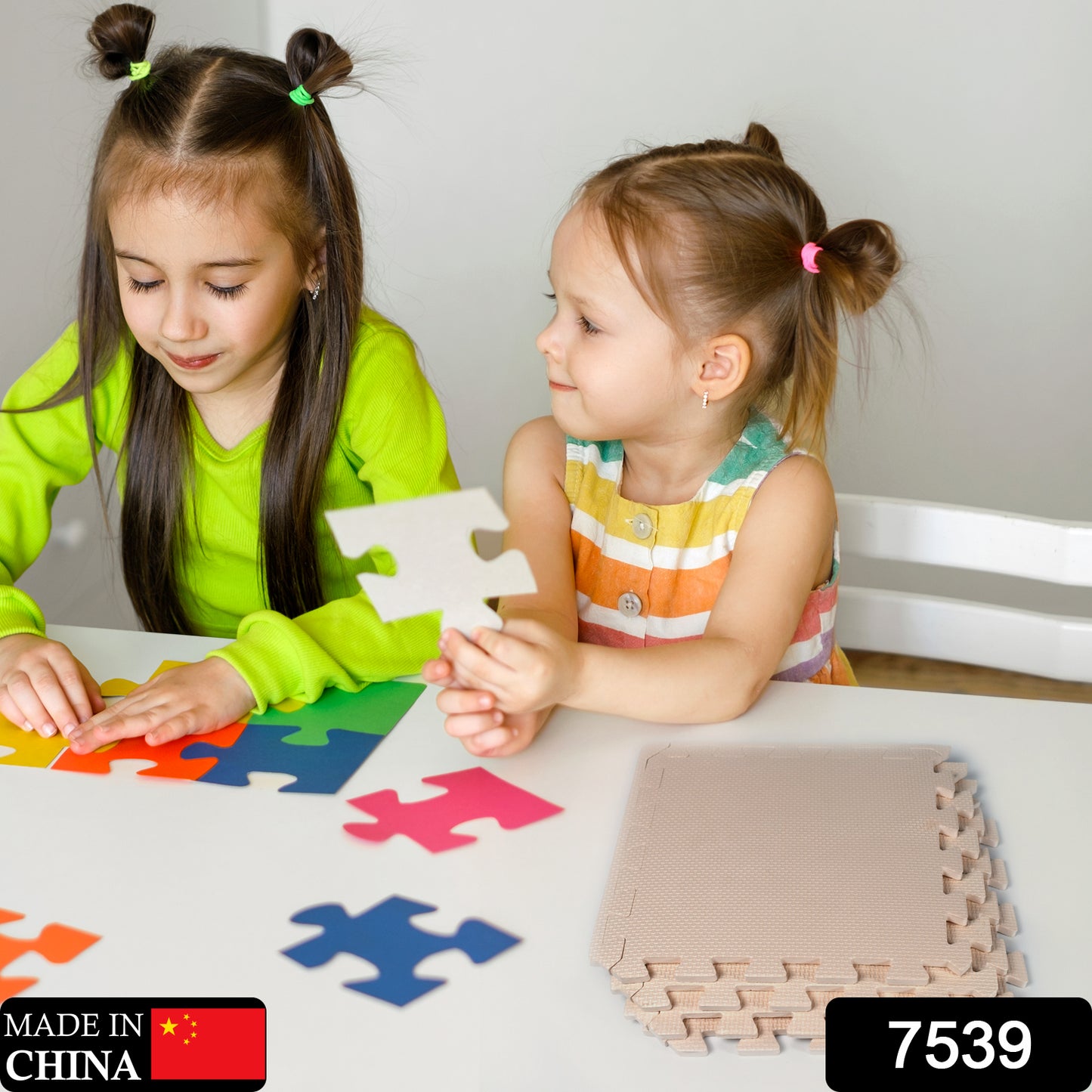 7539 Kids Mats For Floor Soft Plush Foam Babies Puzzle Interlocking Play Mats For Crawling Playing Tile Mat Carpet Rug For Infants And Toddlers (Size - 63x63cm Set Of 4pc)