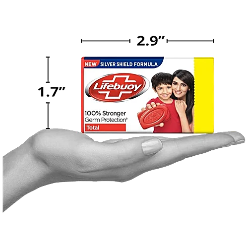 Lifebuoy Total Soap, 100% Stronger Germ Protection, New Silver Shield Formula, 46 g