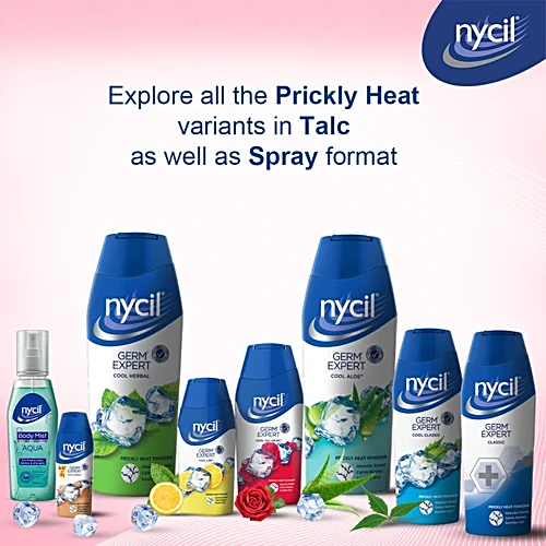 Nycil Germ Expert Prickly Heat Powder - Cool Gulabjal, 50 g
