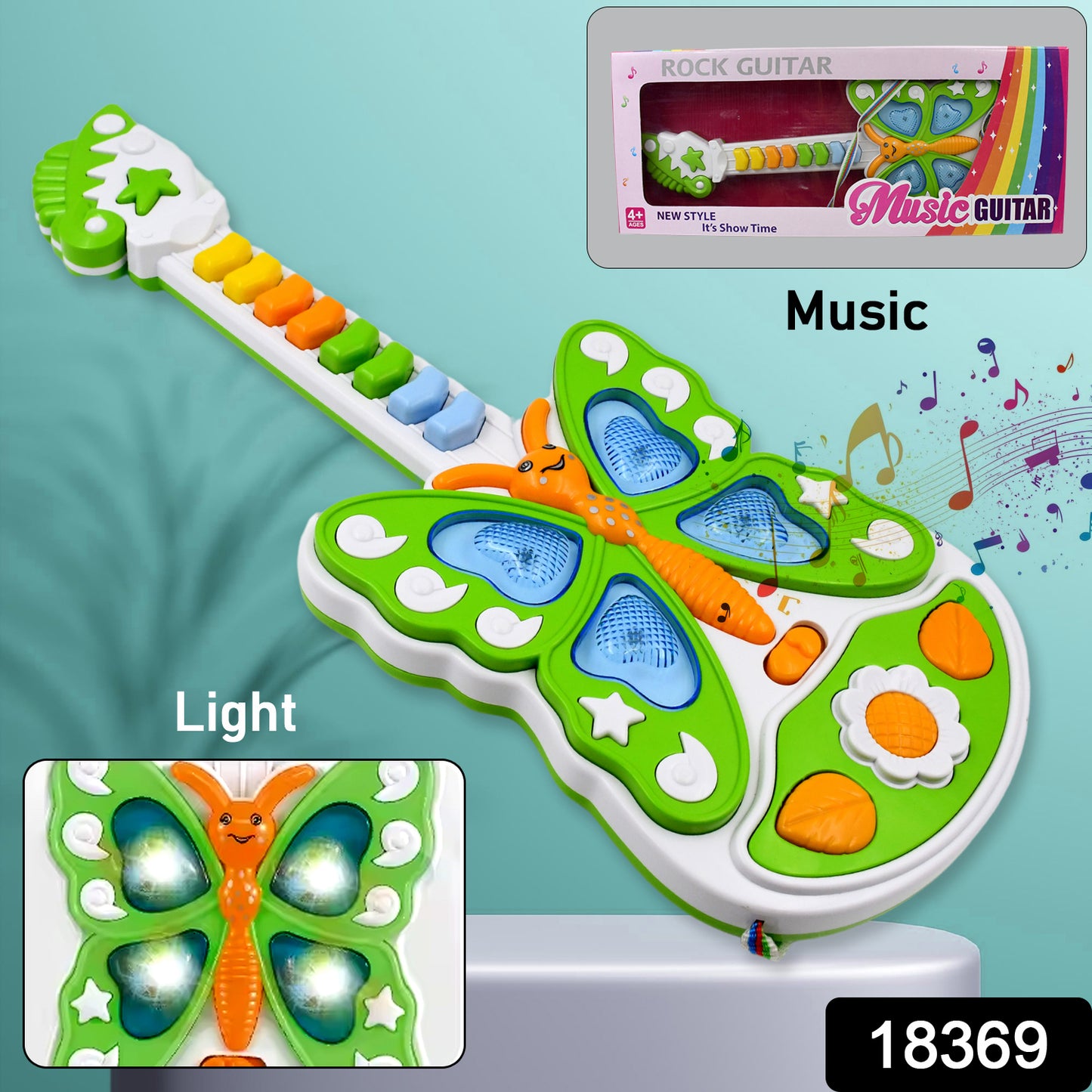 Butterfly Guitar Toy With Light And Music Toy (1 Pc Battery Not Included)