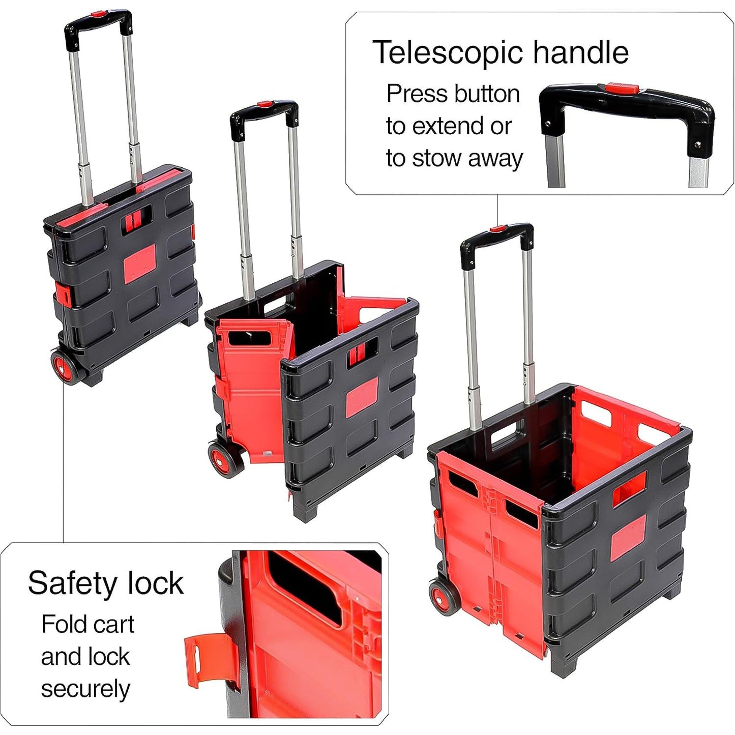 Foldable Shopping Grocery Trolley Cart Travel Portable Food Basket (1 Pc)