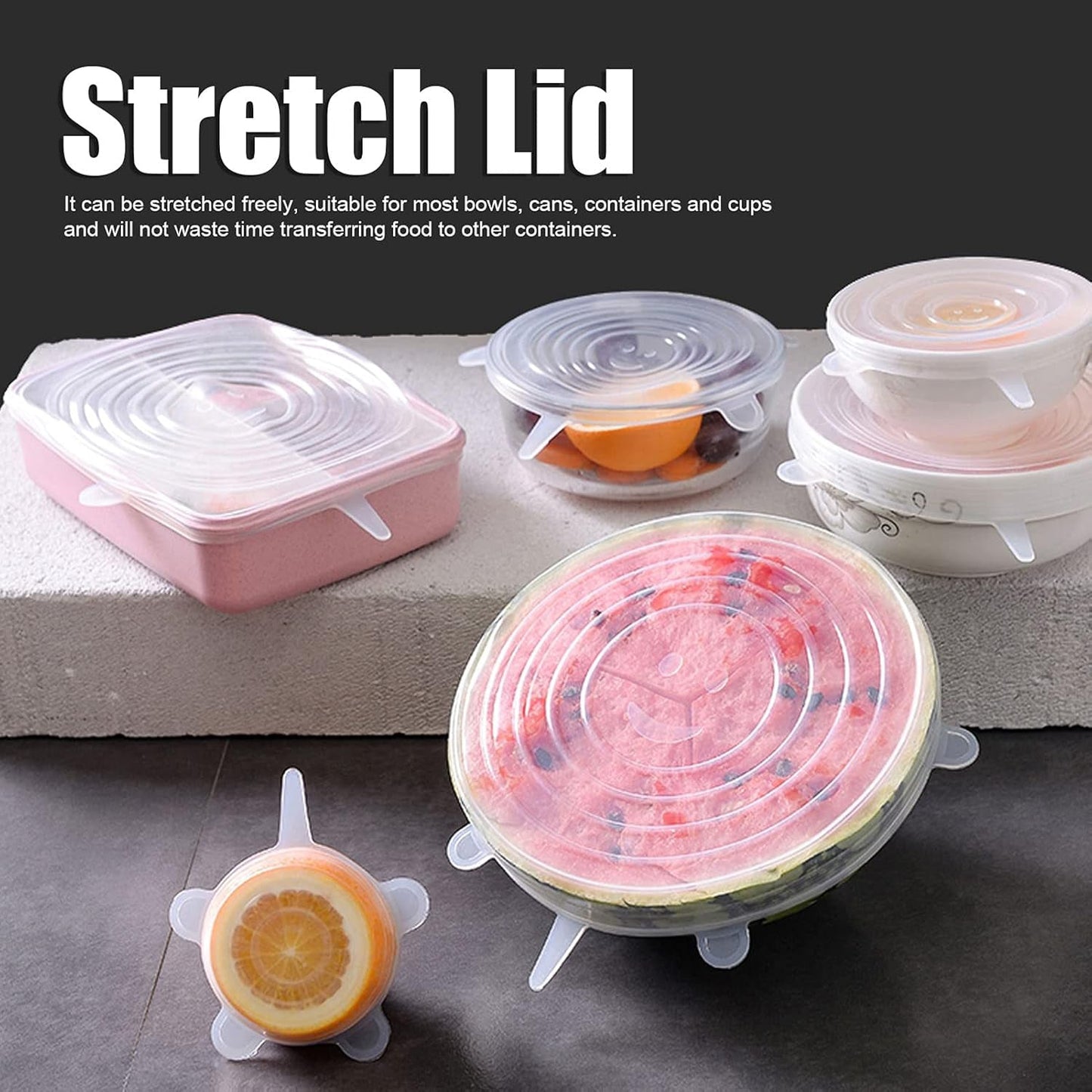 Silicone Food Cover Stretch Lids (6 Pcs Set 62 Gm)