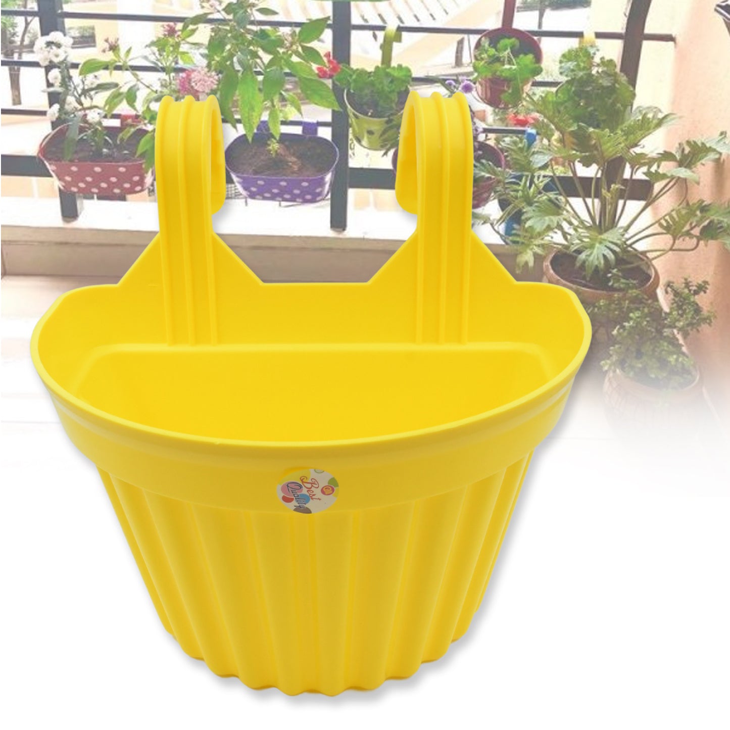 3642 Multicolor Hanging Plastic Planters Orchid Relling For Plantation Planters For Balcony And Home Gardening Indoor Outdoor (1 Pc )
