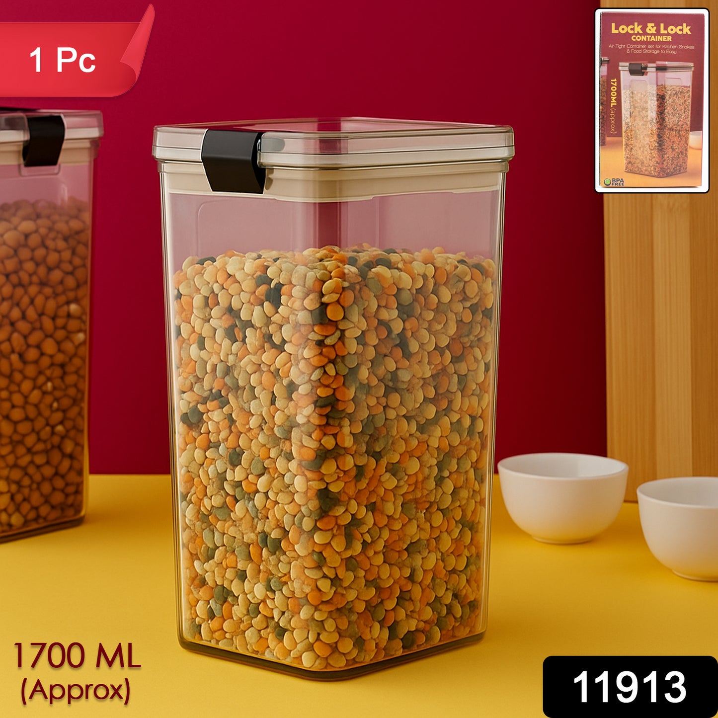 1700 Ml Airtight Lock Lock Plastic Storage Container (1 Pc)