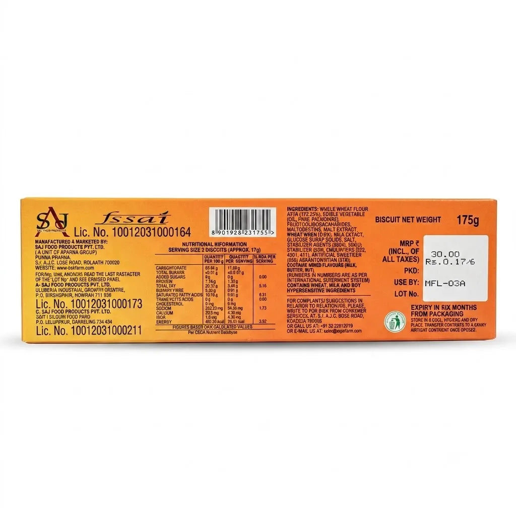 Bisk Farm Eat Fit Digestive - 100% Atta, 175g