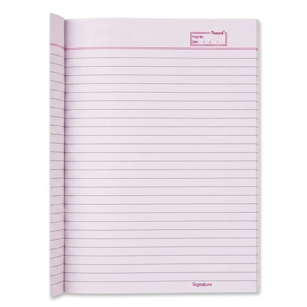 Peacock Executive Long Bound Exercise Book (Long Notebook Diary) for School, College and Office Use, 192 Pages