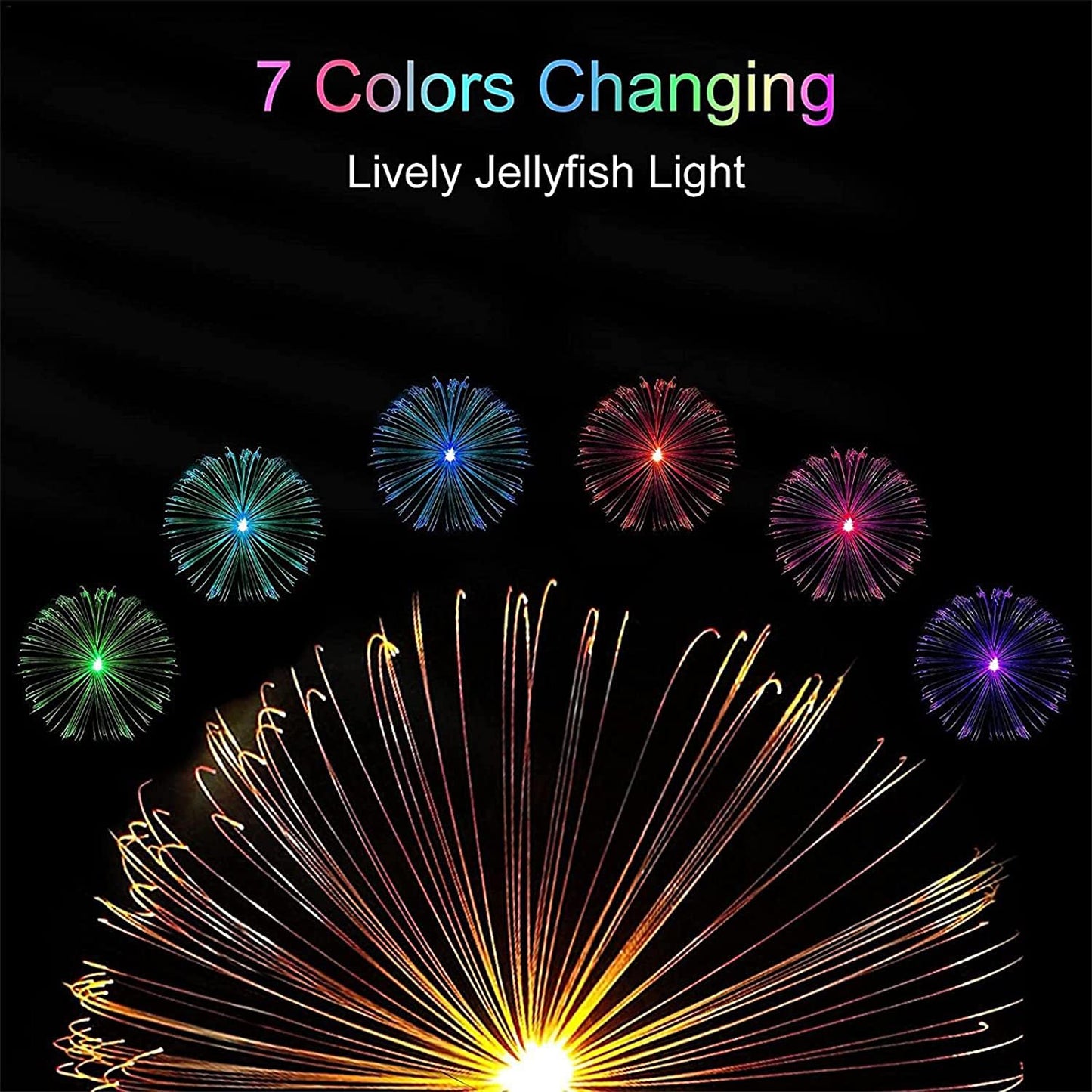6616 2pcs Garden Solar Outdoor Lights Decorative 7 Colors Changing Rgb Light Waterproof Flower Jellyfish Firework Decor For Garden Patio Landscape Pathway Yard Holiday Decor