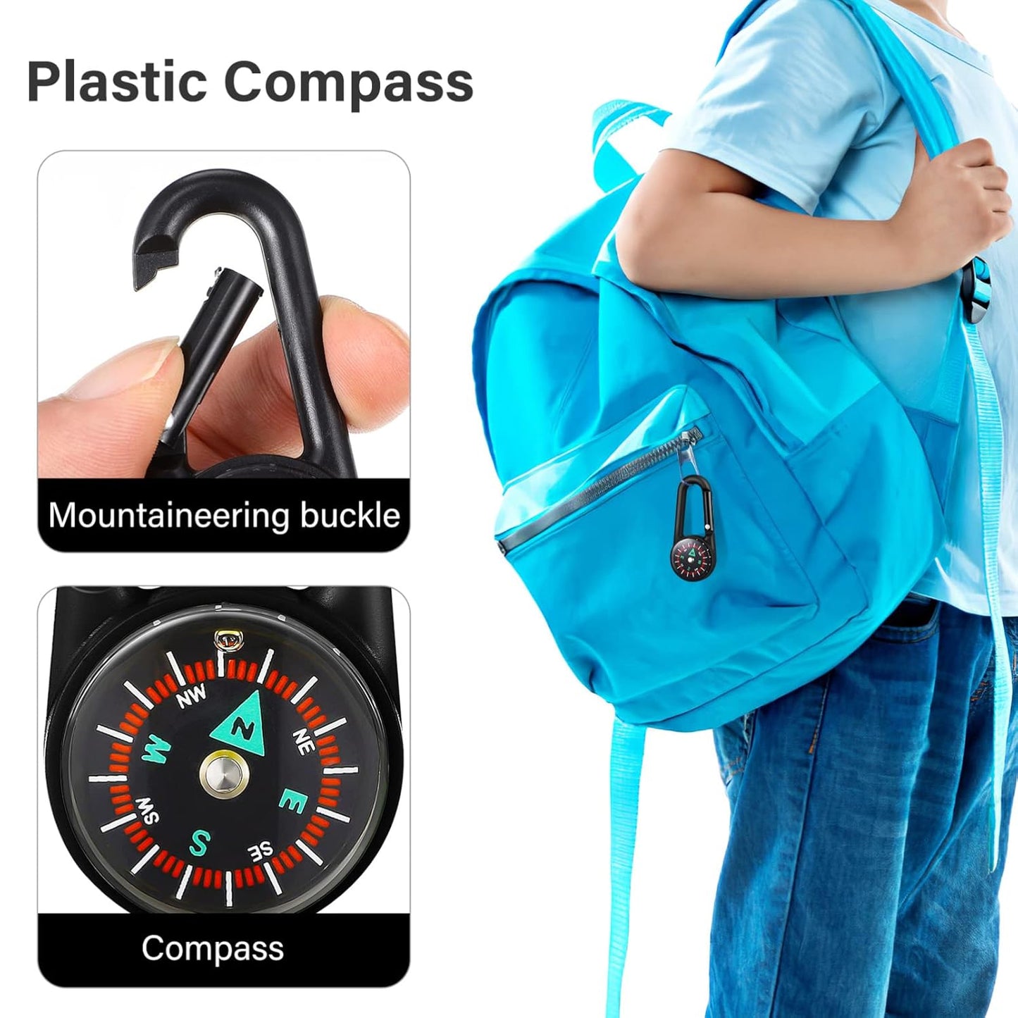 Clip Snap Hook Mini Compass (1 Pc (1 Pc Mix Design)