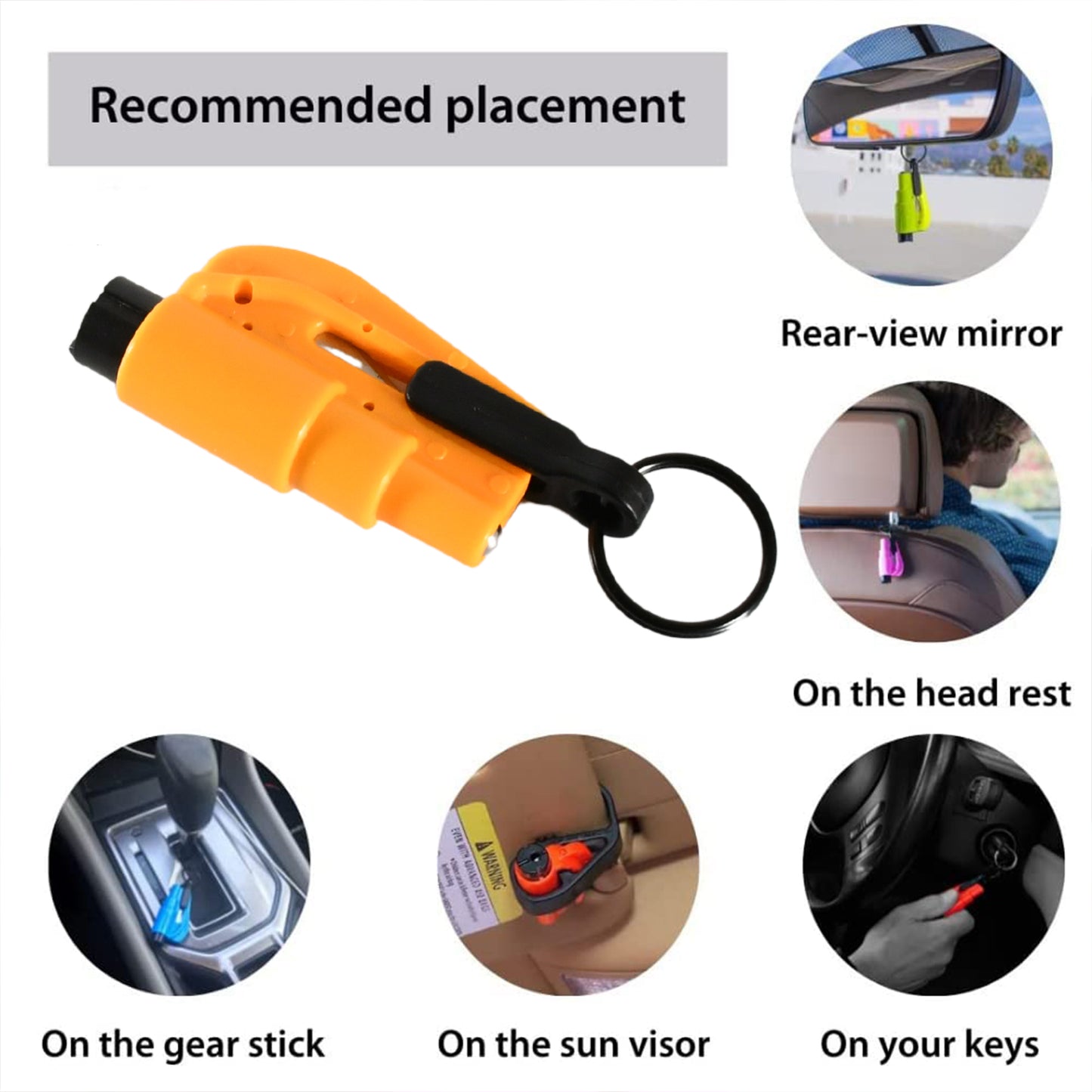 8761 2 In 1 Emergency Safety Cutter With Key Chain Small Portable Handy Emergency Safely Glass Breaking Seat Belt Cutting Keychain Tool