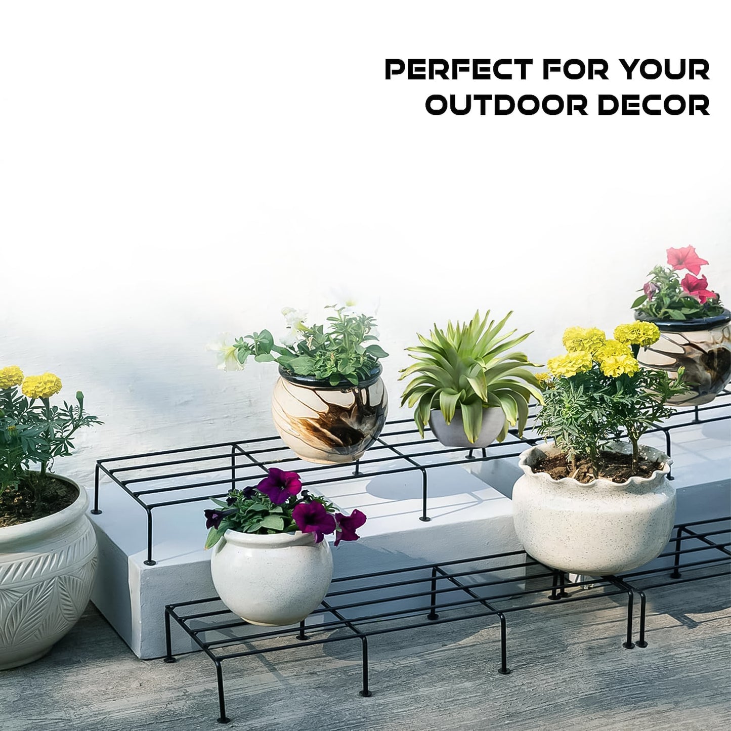 Metal Rectangle Flower Plant Stand For Balcony (6020 Cm 2 Pc Set)
