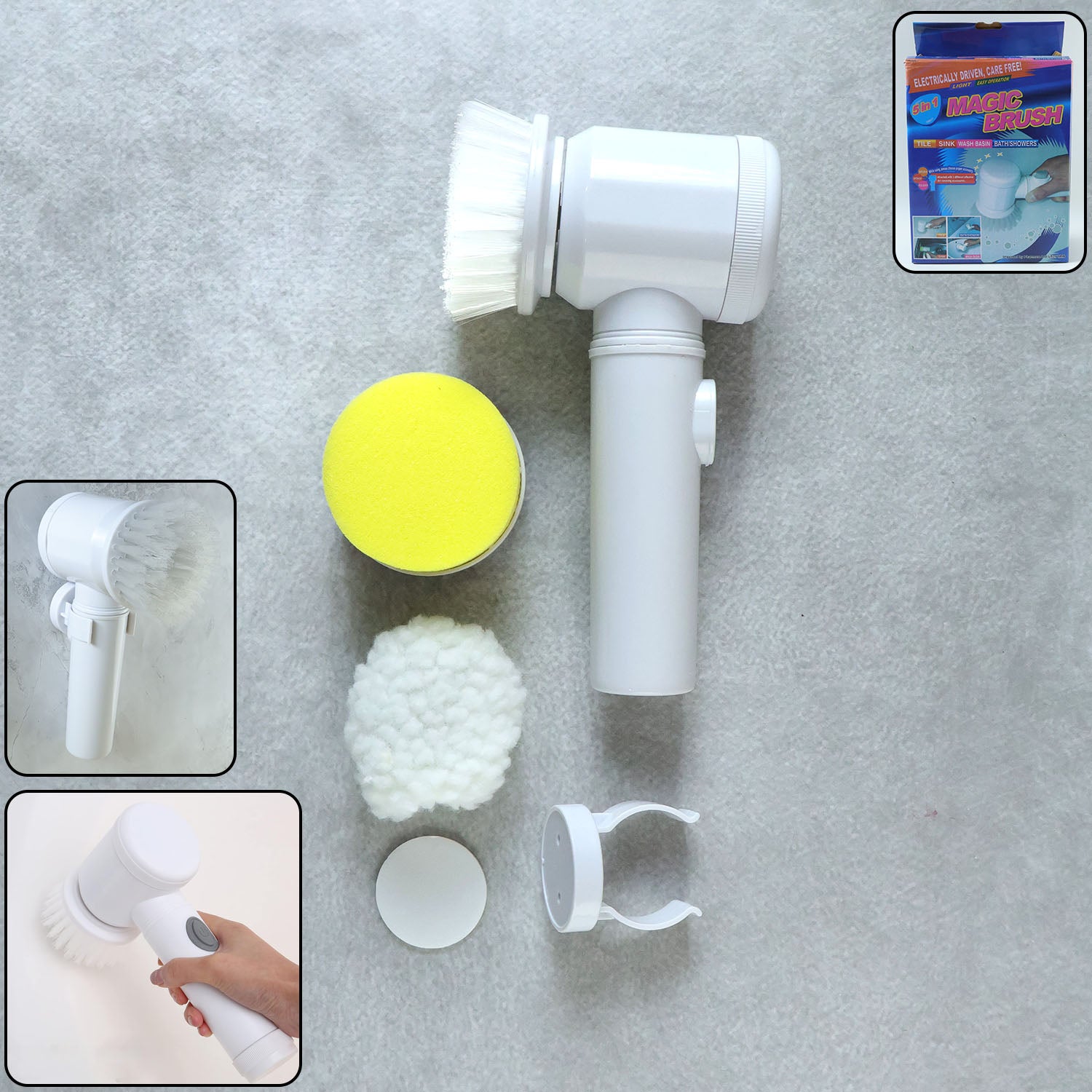 B Grade 5 In 1 Electric Cleaning Spin Brush With Multiple Replaceable Heads