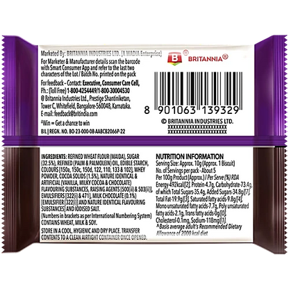Britannia The Original Bourbon Creme Biscuit - With Chocolate, 50 g (Pack of 20)