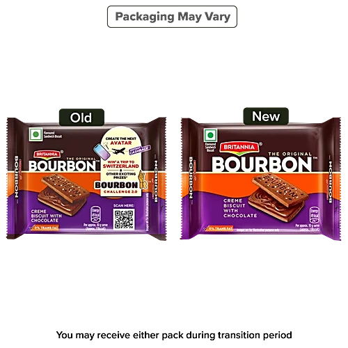 Britannia The Original Bourbon Creme Biscuit - With Chocolate, 50 g