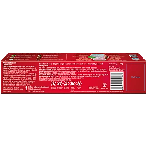 Dabur Red Ayurvedic Fluoride Free Toothpaste, 100 g