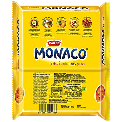 Parle Monaco Salty Snack Biscuits - Classic Regular, 185.6 g Pouch