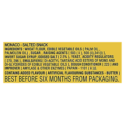 Parle Monaco Salty Snack Biscuits - Classic Regular, 185.6 g Pouch