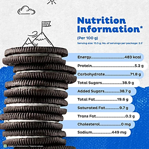 Cadbury Oreo Vanilla Flavour Creme Sandwich Biscuit, 41.75 g