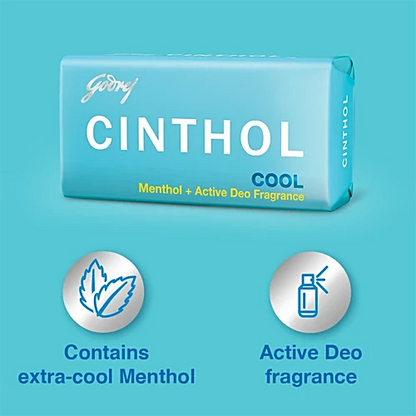 Cinthol Cool Menthol + Active Deo Fragrance Soap, 99.9% Germ Protection, 75 g