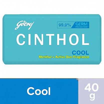 Cinthol Cool Menthol + Active Deo Fragrance Soap, 99.9% Germ Protection, 75 g