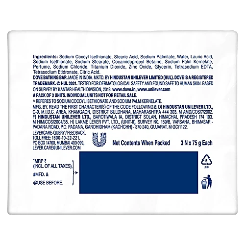 Dove Cream Bar Bathing Soap, 3x75 g