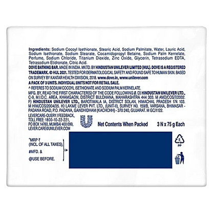 Dove Cream Bar Bathing Soap, 3x75 g