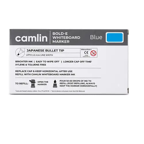 Camlin Bold-E White Board Marker, 10 Units, Blue