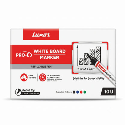 Luxor Pro-E White Board Marker, 10 Units, Black