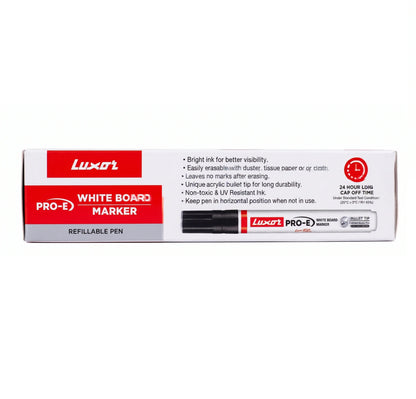 Luxor Pro-E White Board Marker, 10 Units, Black