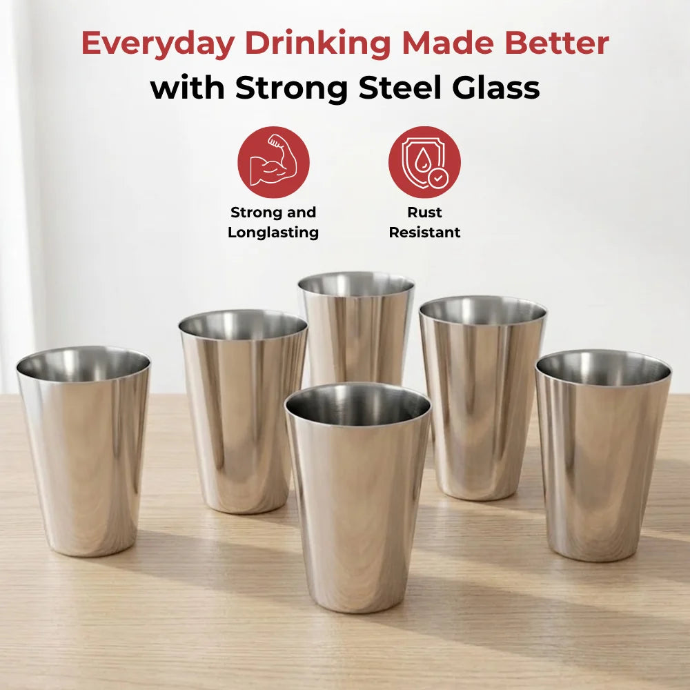 Classic Stainless Steel Water Glass, 1 pc