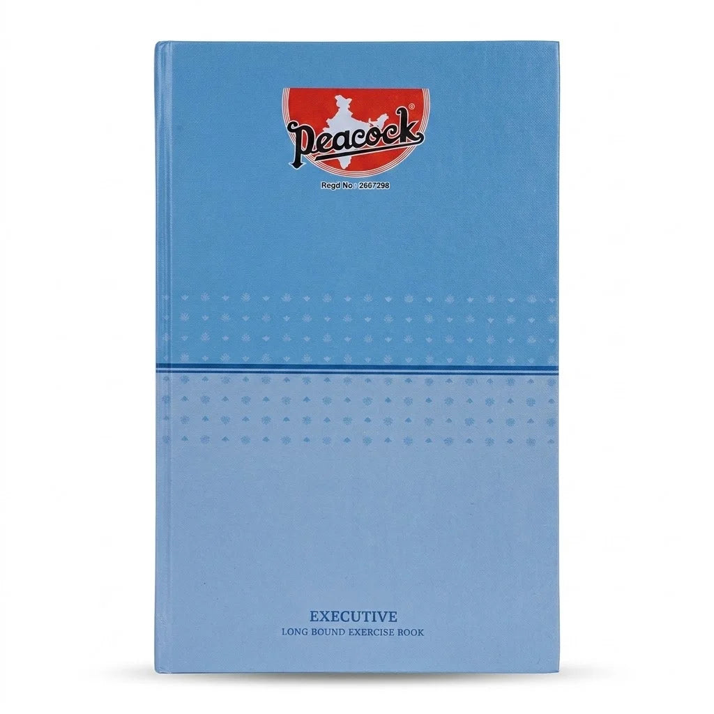 Peacock Executive Long Bound Exercise Book (Long Notebook Diary) for School, College and Office Use, 192 Pages