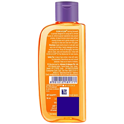Clean & Clear Foaming Face Wash - Oil-Free, 50 ml