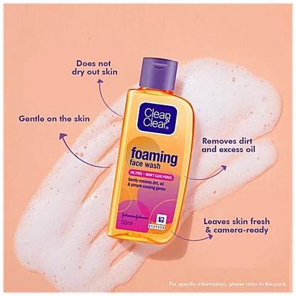 Clean & Clear Foaming Face Wash - Oil-Free, 50 ml