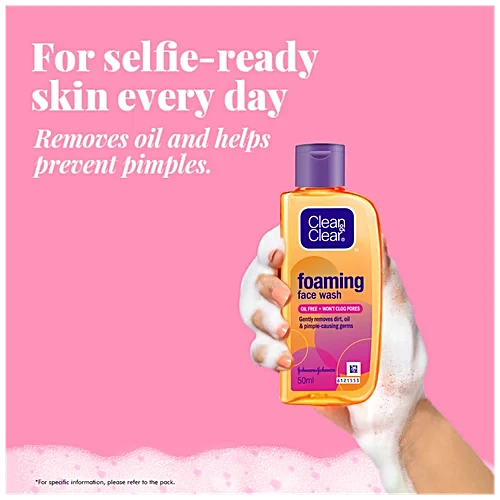 Clean & Clear Foaming Face Wash - Oil-Free, 50 ml