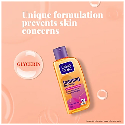 Clean & Clear Foaming Face Wash - Oil-Free, 50 ml