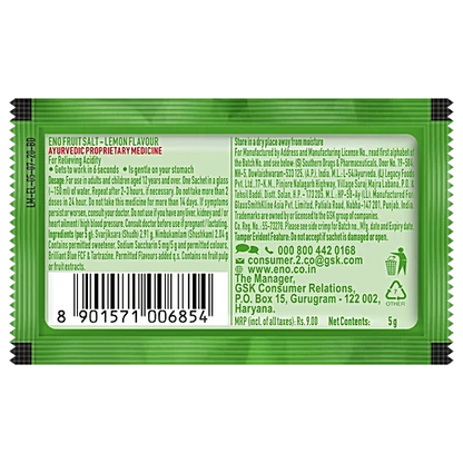 Eno Fruit Salt - Lemon Flavour, 5 g