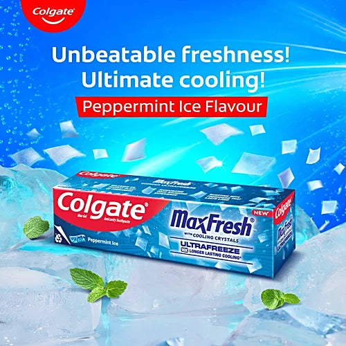 Colgate MaxFresh Toothpaste - Peppermint Ice, 70g + 11g