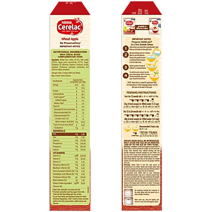 Nestle Cerelac Wheat Apple Baby Food Cereal - 6 To 24 Months Baby, 350 g