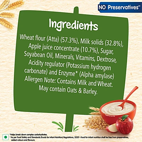 Nestle Cerelac Wheat Apple Baby Food Cereal - 6 To 24 Months Baby, 350 g
