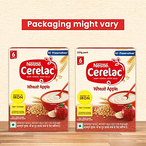 Nestle Cerelac Wheat Apple Baby Food Cereal - 6 To 24 Months Baby, 350 g