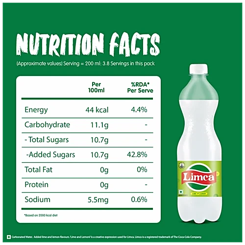 Limca Soft Drink - Lime & Lemoni Flavoured, 750 ml PET Bottle