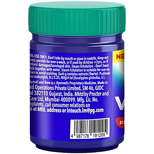 Vicks VapoRub With Menthol, Camphor & Eucalyptus Oil - Relieves Cold & Cough, Clears Blocked Nose, 25 ml Bottle