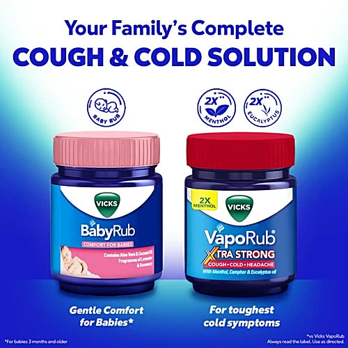 Vicks VapoRub With Menthol, Camphor & Eucalyptus Oil - Relieves Cold & Cough, Clears Blocked Nose, 25 ml Bottle