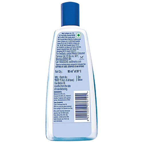 Parachute Advansed - Jasmine, Non-Sticky Coconut Hair Oil, For Shiny, Strong Hair, 90 ml