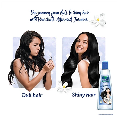 Parachute Advansed - Jasmine, Non-Sticky Coconut Hair Oil, For Shiny, Strong Hair, 90 ml