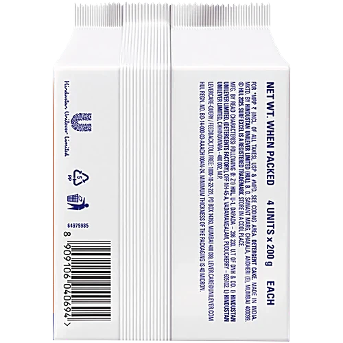 Surf Excel Stain Eraser Detergent Bar, 200 g (Pack of 4)