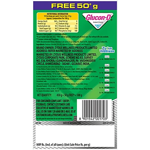 Glucon-D Instant Energy Glucose Powder - Regular, 500 g