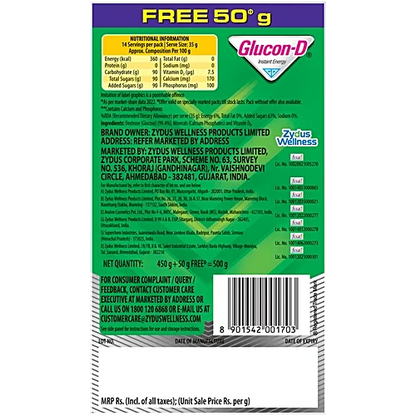 Glucon-D Instant Energy Glucose Powder - Regular, 500 g