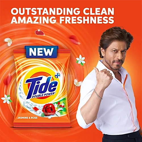 Tide Plus Double Power Detergent Washing Powder - Jasmine & Rose, 500 g Pouch