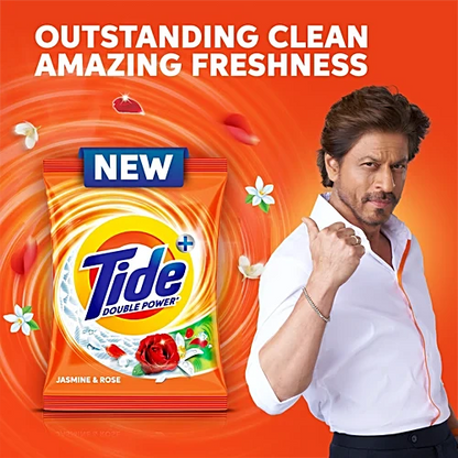 Tide Plus Double Power Detergent Washing Powder - Jasmine & Rose, 500 g Pouch